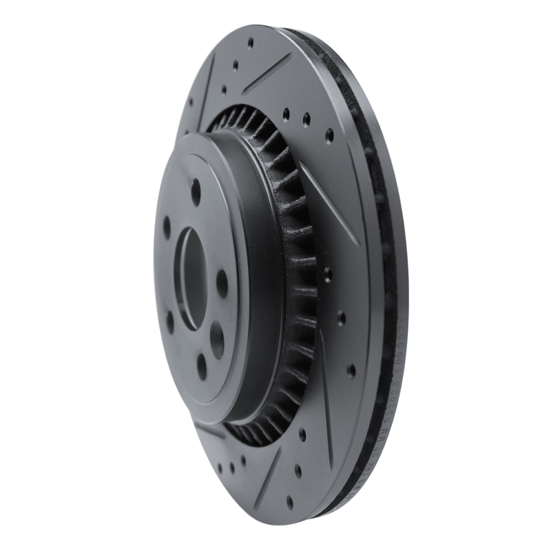 Volvo XC60 Brake Rotor (1) - Rear Left - R1 Concepts - Drilled & Slotted - Black - `10-`17